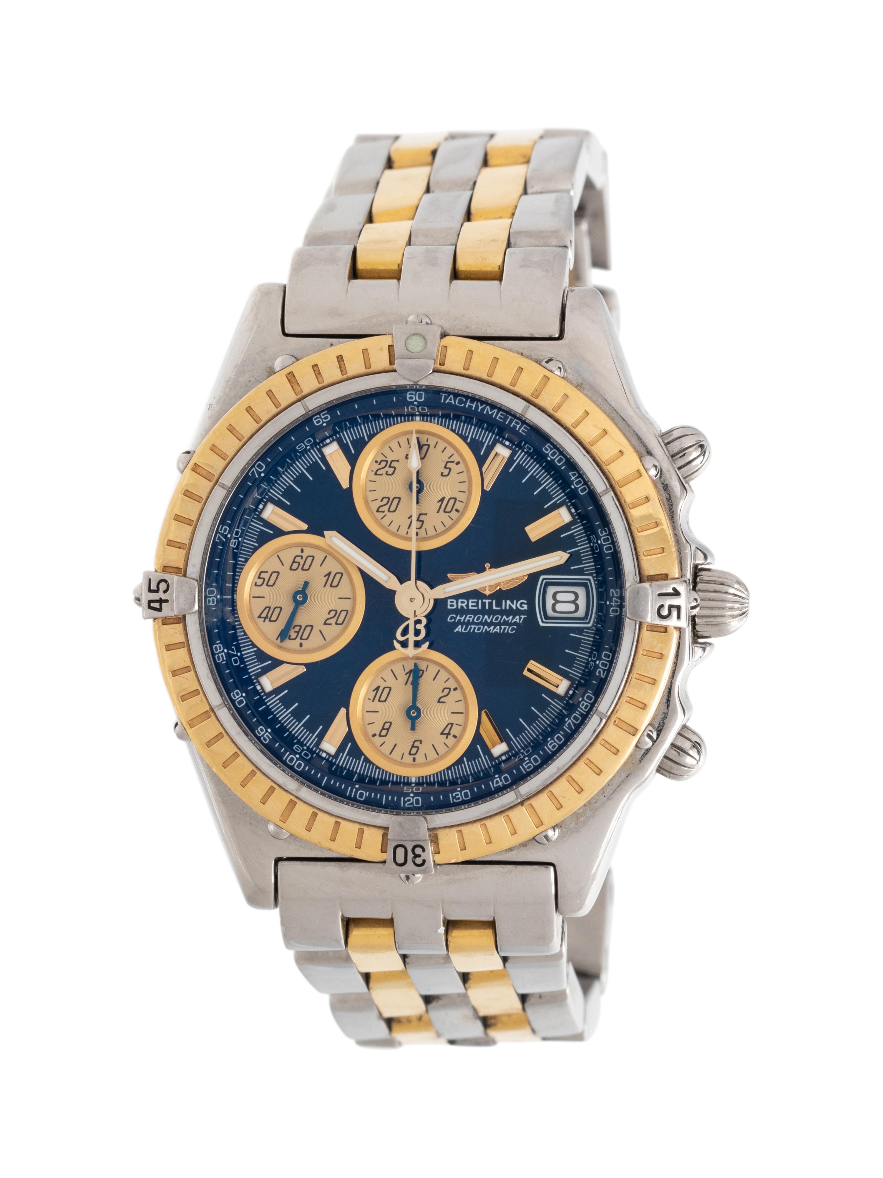 BREITLING, REF. D13350 STAINLESS STEEL AND 18K YELLOW GOLD 'CHRONOMAT' CHRONOGRAPH WATCH