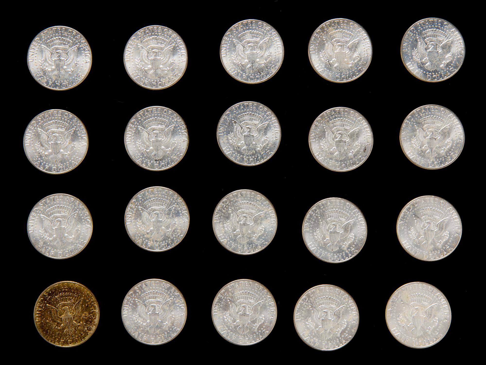 A Group of Twenty United States 1964 John F. Kennedy Half-Dollar Coins