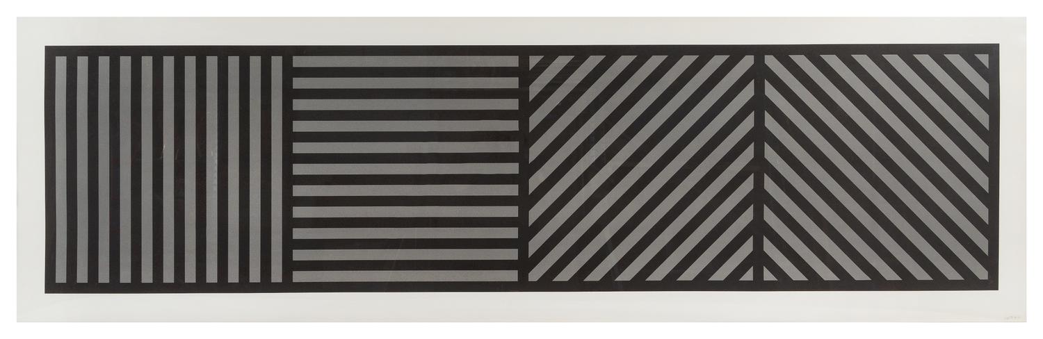 Sol LeWitt, (American, 1928-2007), Bands of Lines One Inch Wide in Four Directions in Black & Grey , 1985