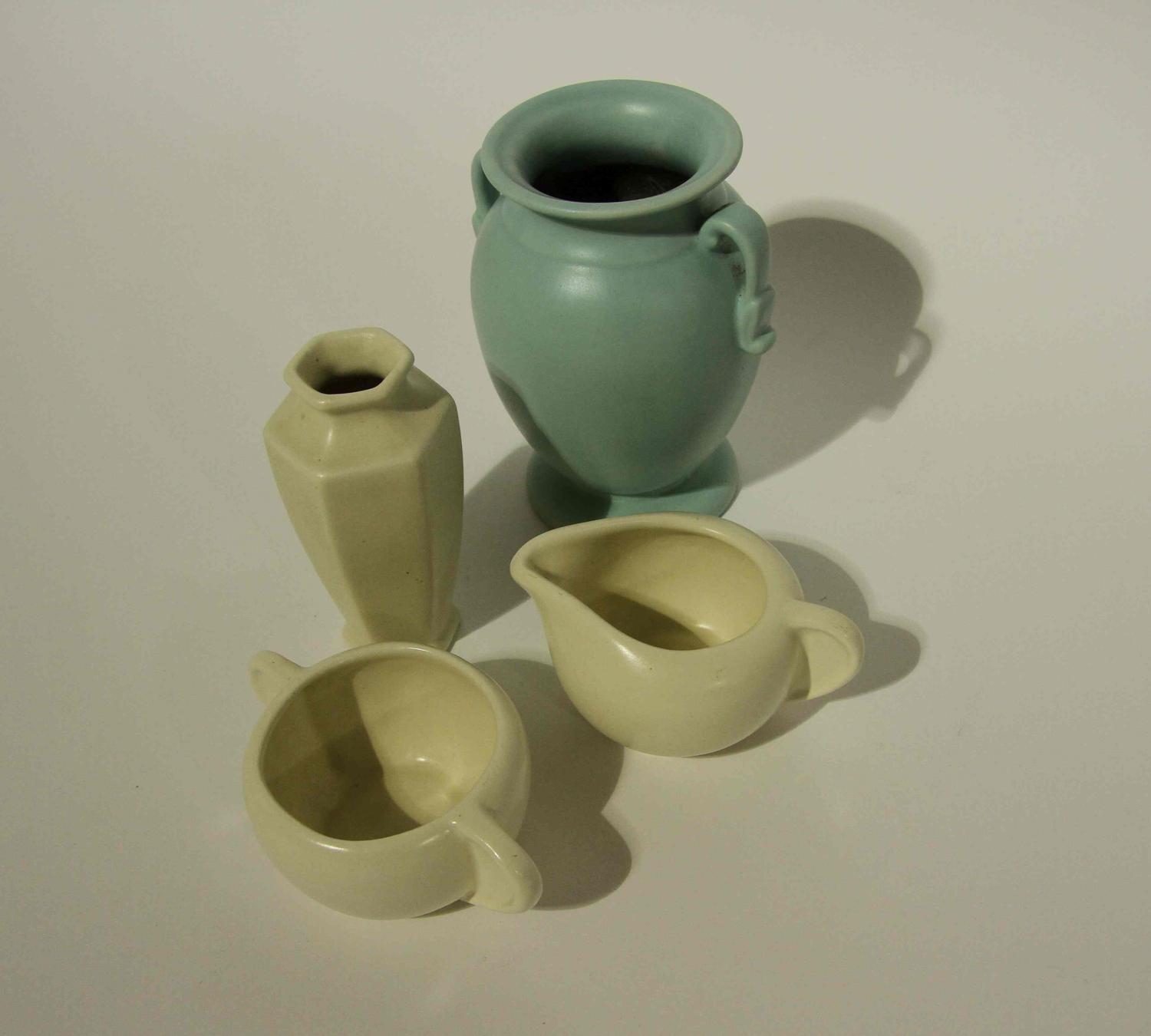 Four Haeger Pottery Table Articles Height of tallest 6 inches.