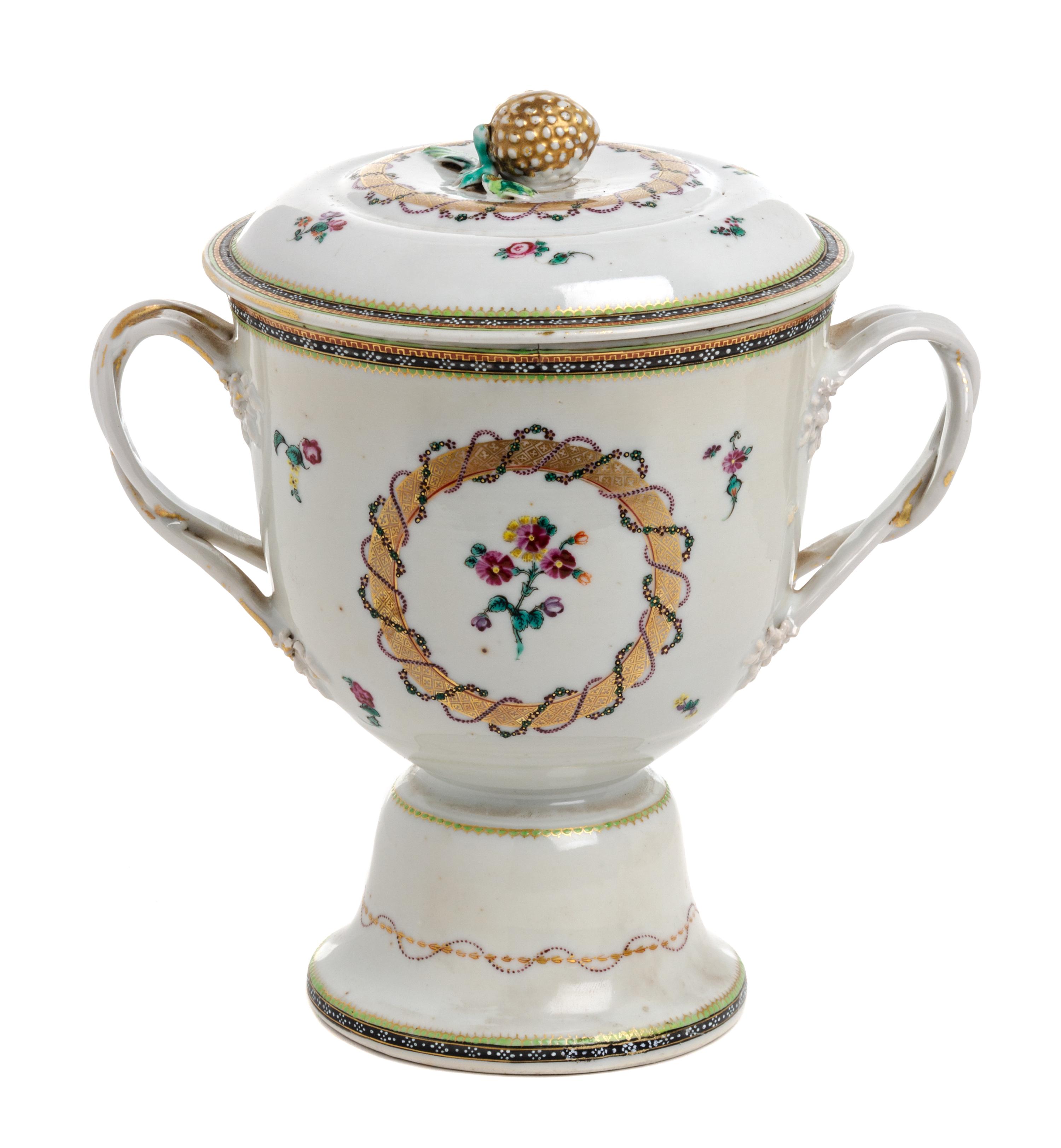 A Chinese Export Porcelain Covered Vessel Height overall 8 3/4 inches. — 18TH/19TH CENTURY.