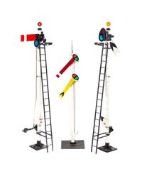 Three Painted Metal Two-Light Garden Railroad Semaphore Signal Switches — 20th Century
