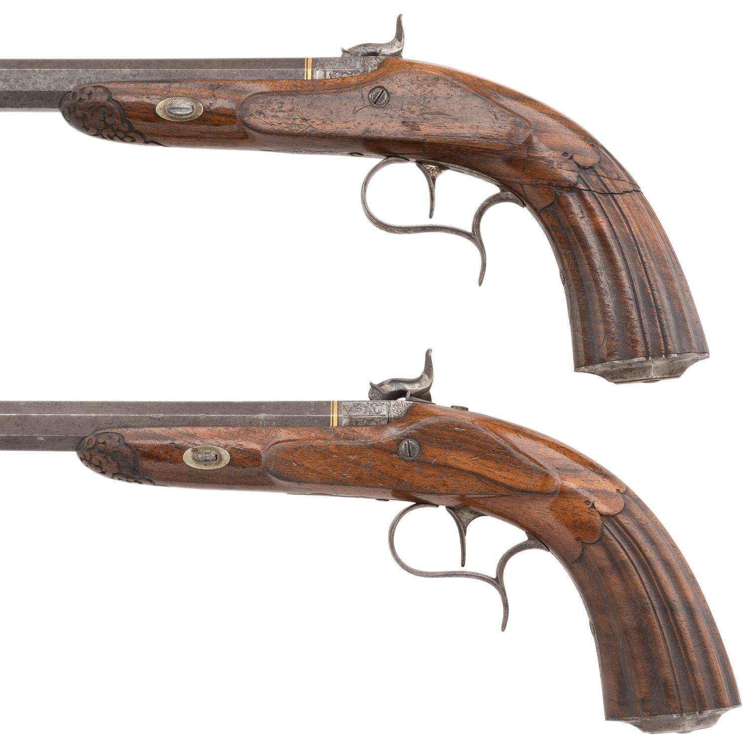 Cased Pair of Percussion Target Pistols by Bekker & Rauscher 1840-1860