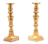 A Pair of Irish Brass Candlesticks Height 12 inches. — EARLY 19TH CENTURY