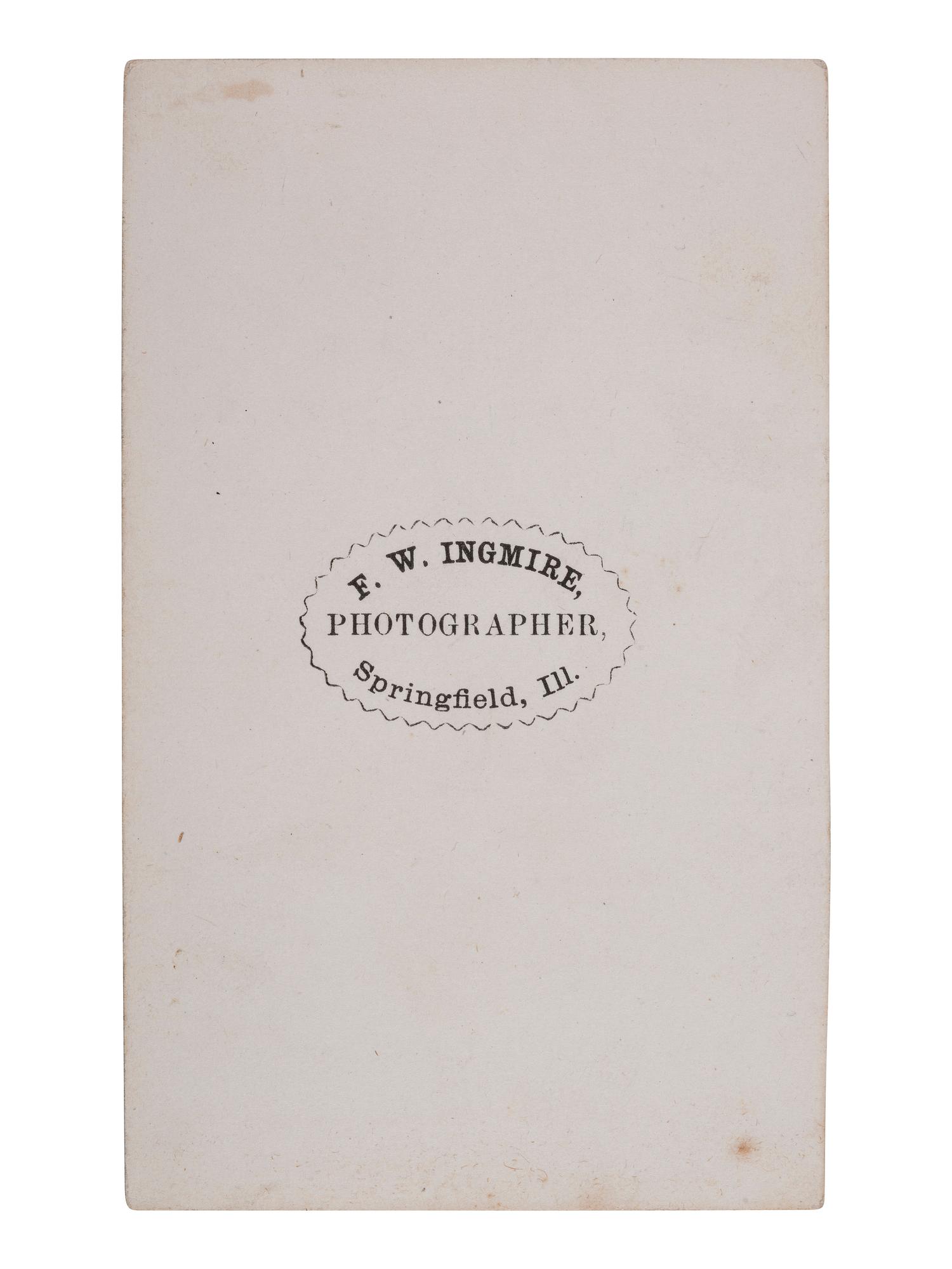 [LINCOLNIANA]. CDV of Abraham Lincoln's dog, Fido. Springfield, IL: F.W. Ingmire, ca 1861.