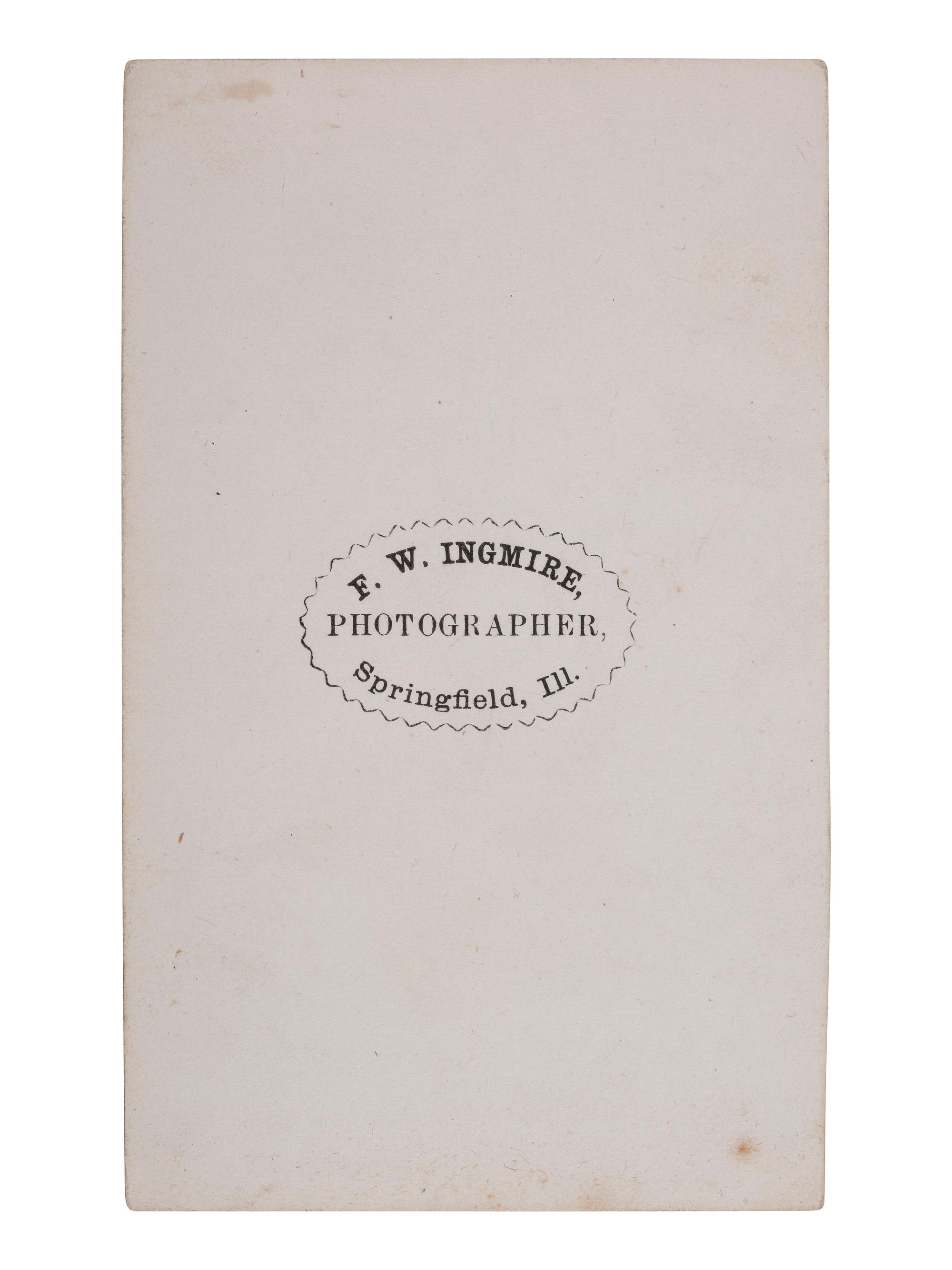 [LINCOLNIANA]. CDV of Abraham Lincoln's dog, Fido. Springfield, IL: F.W. Ingmire, ca 1861.