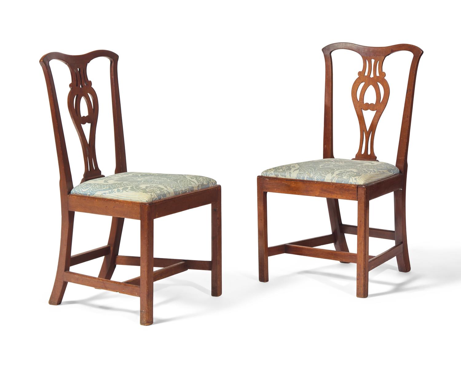A Pair Of Chippendale Carved Mahogany Side Chairs