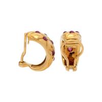 YELLOW GOLD AND RUBY QUILTED EARRINGS
