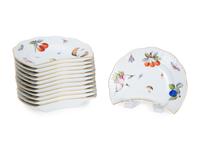 Twelve Herend Porcelain Market Garden Crescent Salad Plates — 20TH CENTURY