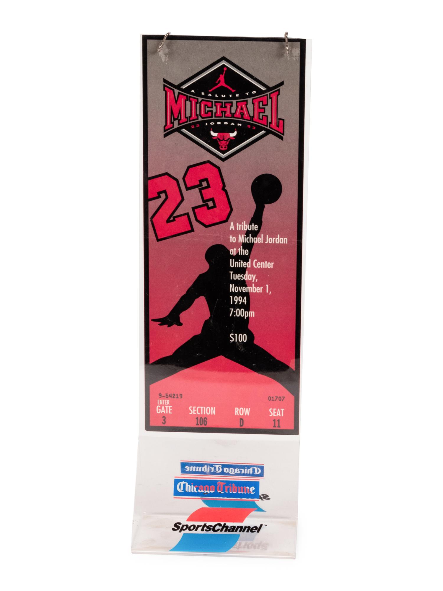 A 1994 Tribute to Michael Jordan Jersey Retirement Statue Unveiling Ticket