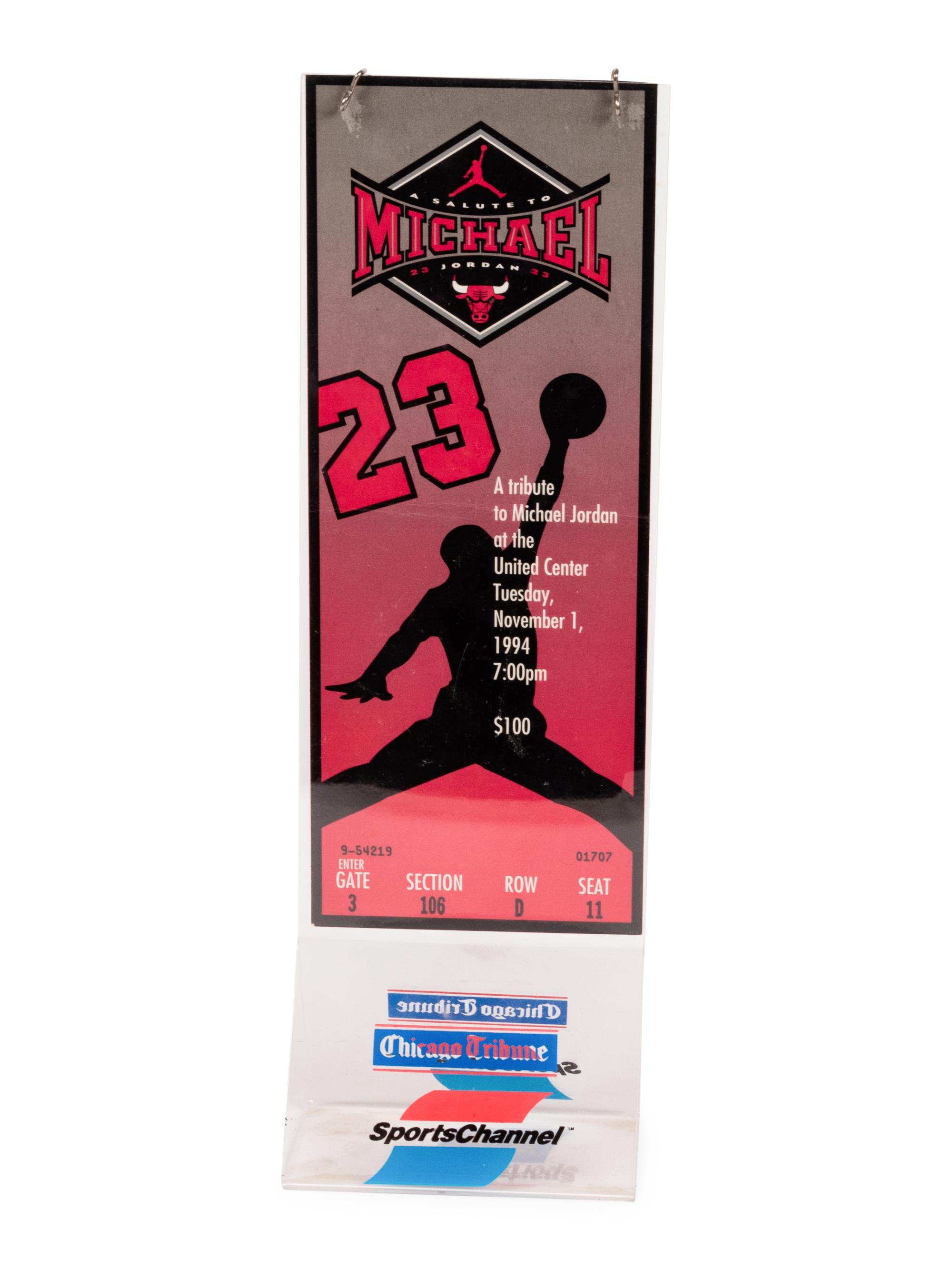 A 1994 Tribute to Michael Jordan Jersey Retirement Statue Unveiling Ticket