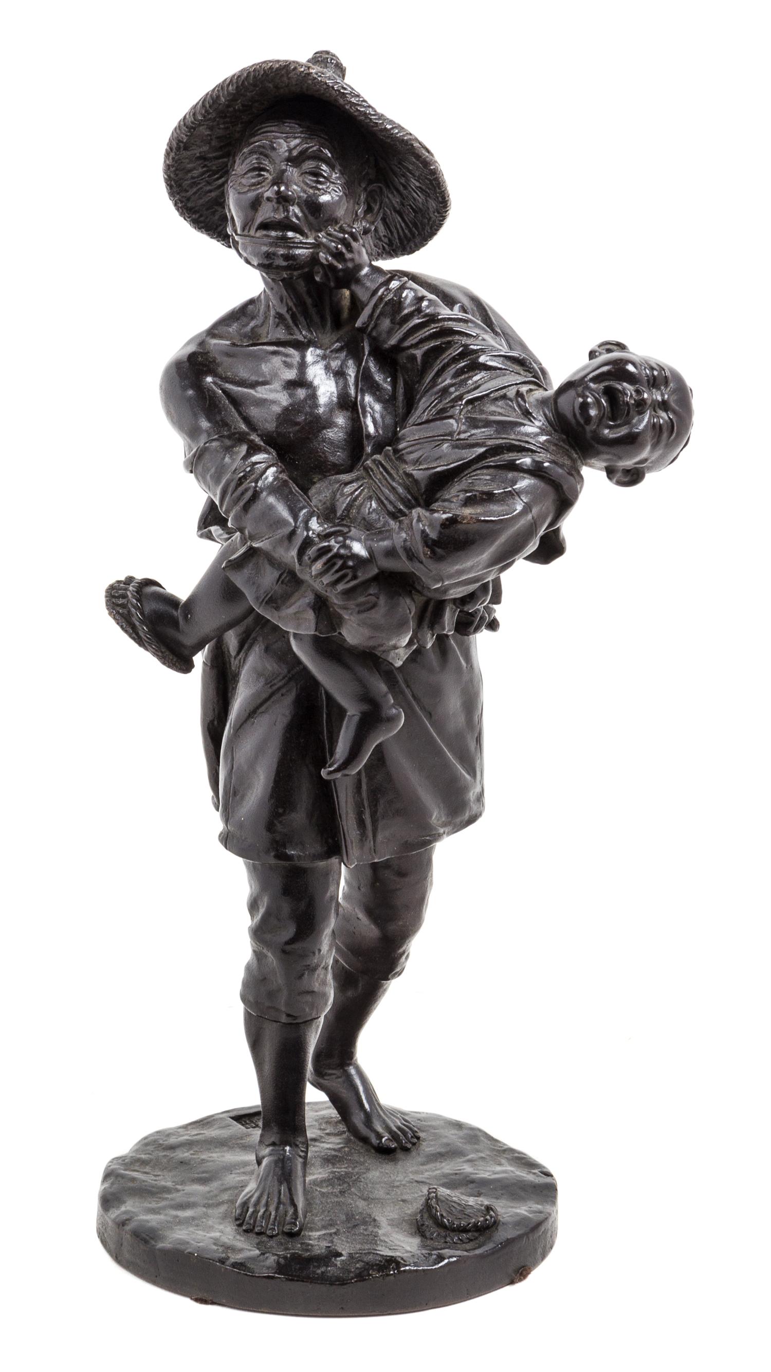 A Japanese Bronze Figural Group Height 13 1/2 inches. — LATE 19TH CENTURY