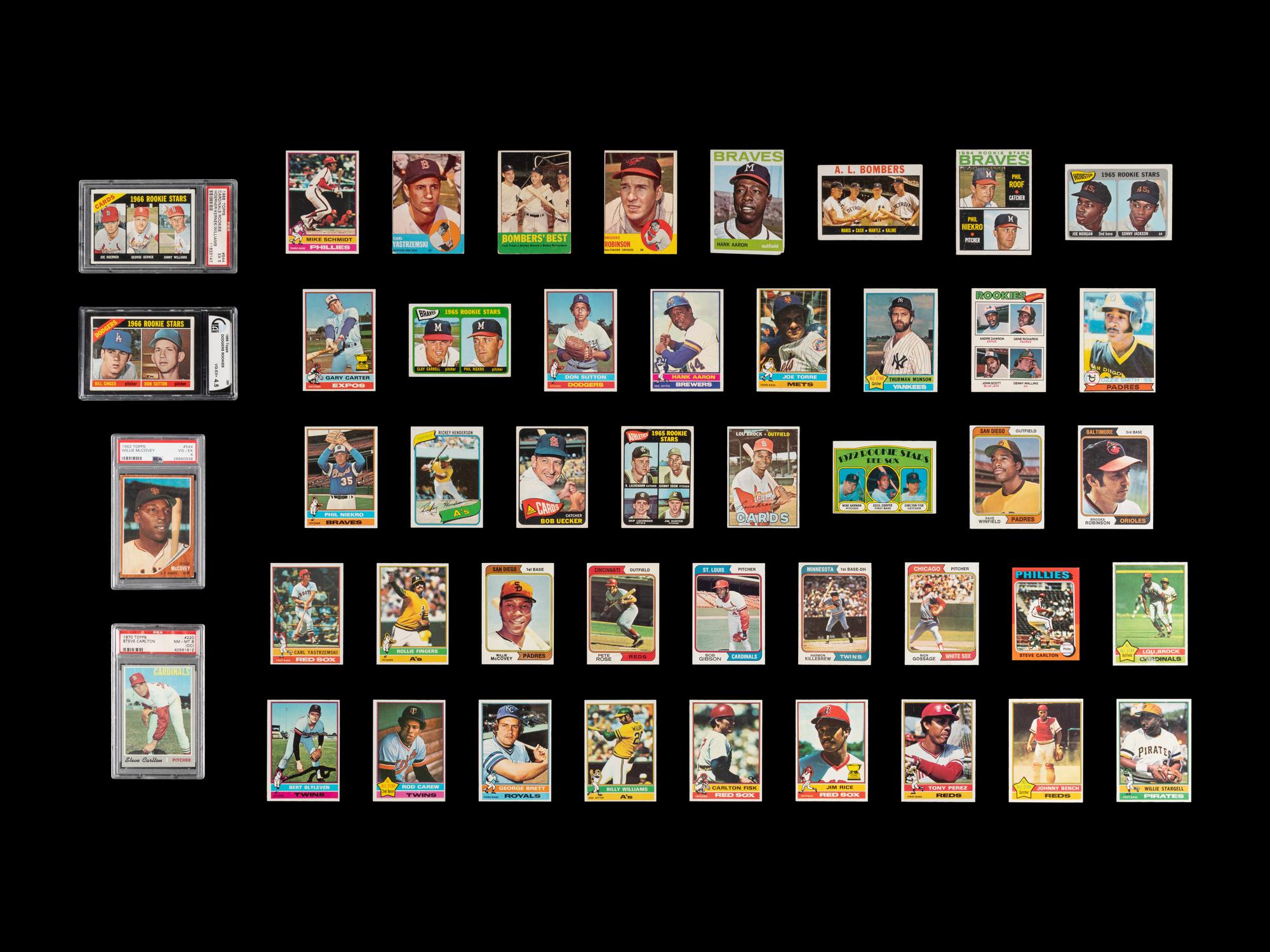 A Shoebox Collection of 1960s-80s Topps Baseball Cards Featruing Hall of Famers and Key Rookie Cards,