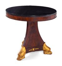 An Empire Style Parcel Gilt Mahogany Marble-Top Center Table
