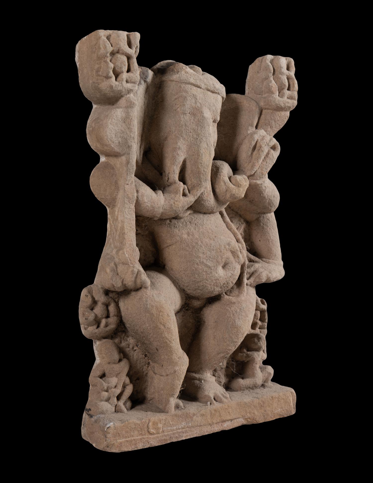 A Large Indian Stone Carving of a Ganesha