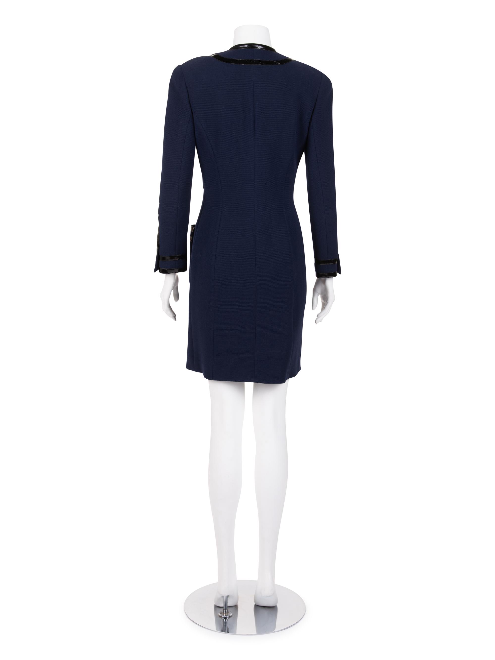 Chanel Jacket Dress with Patent Leather Trim, 1990s