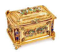 An Austrian Precious Stone-Mounted Silver and Enamel Casket