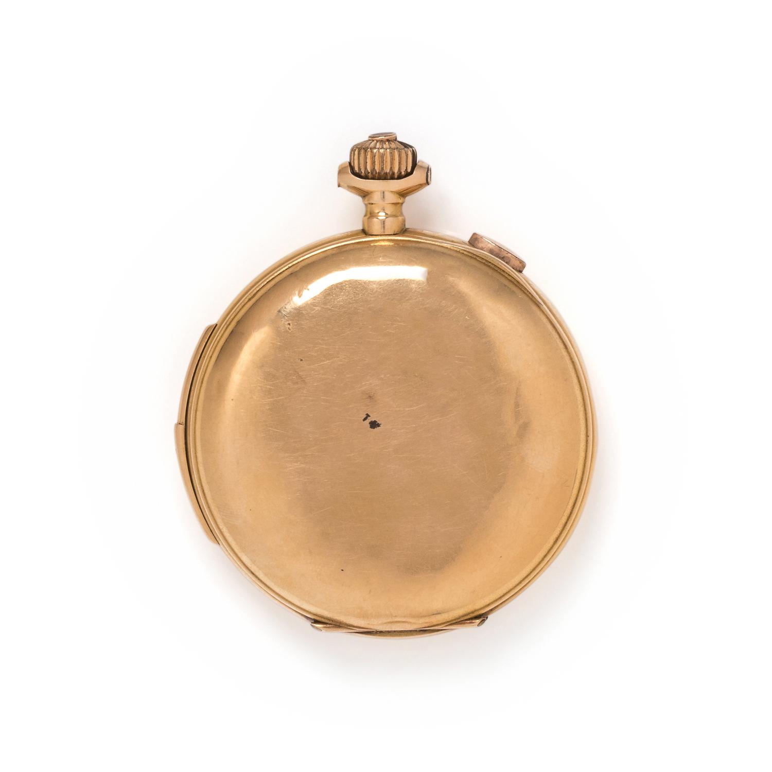 18K YELLOW GOLD QUARTER REPEATER HUNTER CASE POCKET WATCH