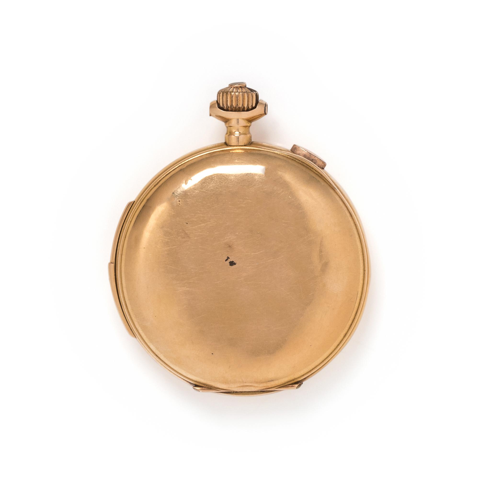 18K YELLOW GOLD QUARTER REPEATER HUNTER CASE POCKET WATCH