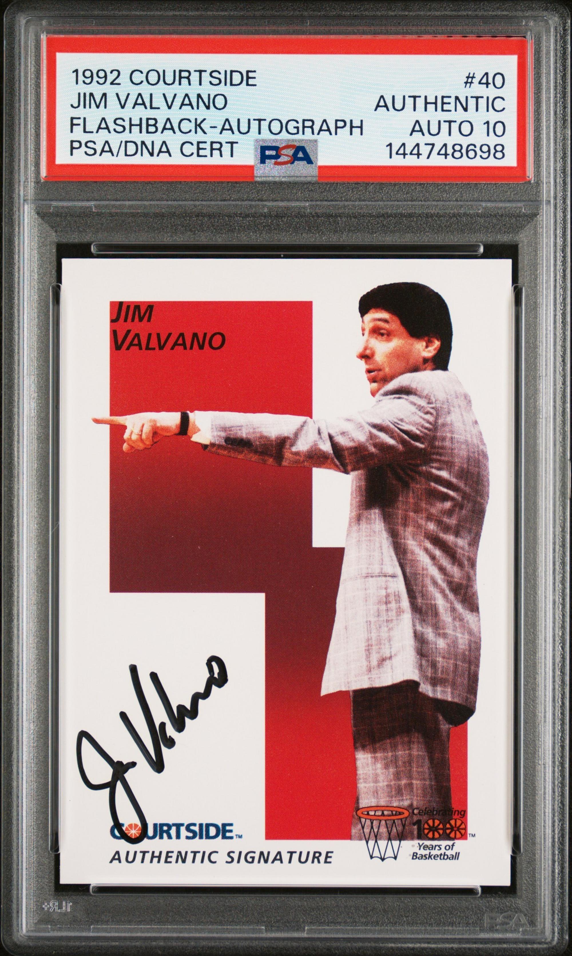 A 1992 Courtside Flashbacks Jim Valvano Signed Autograph North Carolina State Basketball Card (PSA 10 GEM MINT AUTO)