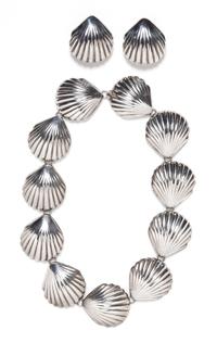 A Sterling Silver Shell Motif Demi-Parure, TILO, 141.40 dwts.
