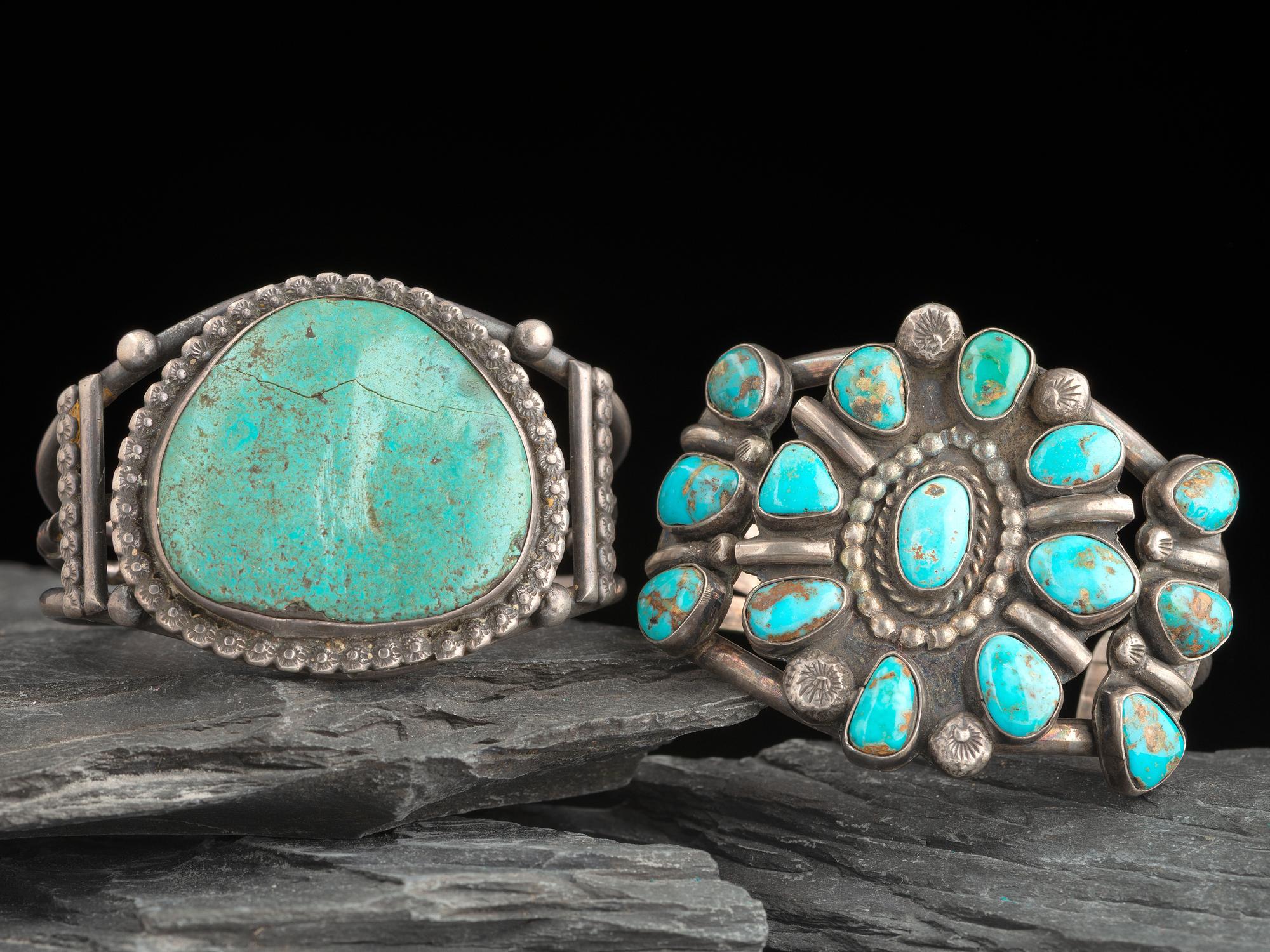 Navajo Silver and Turquoise Cuff Bracelets