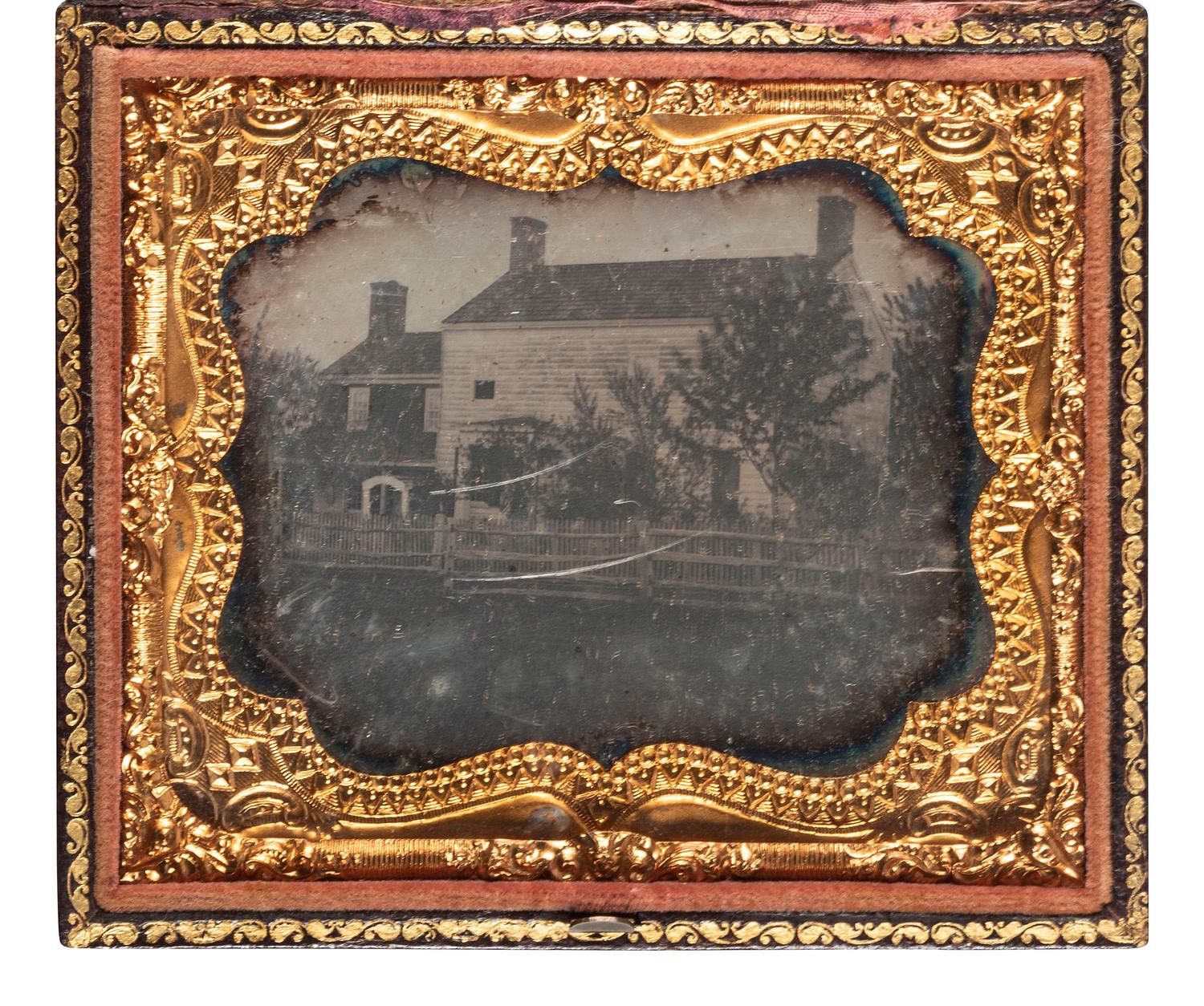 [EARLY PHOTOGRAPHY]. Sixth plate daguerreotype of a house.