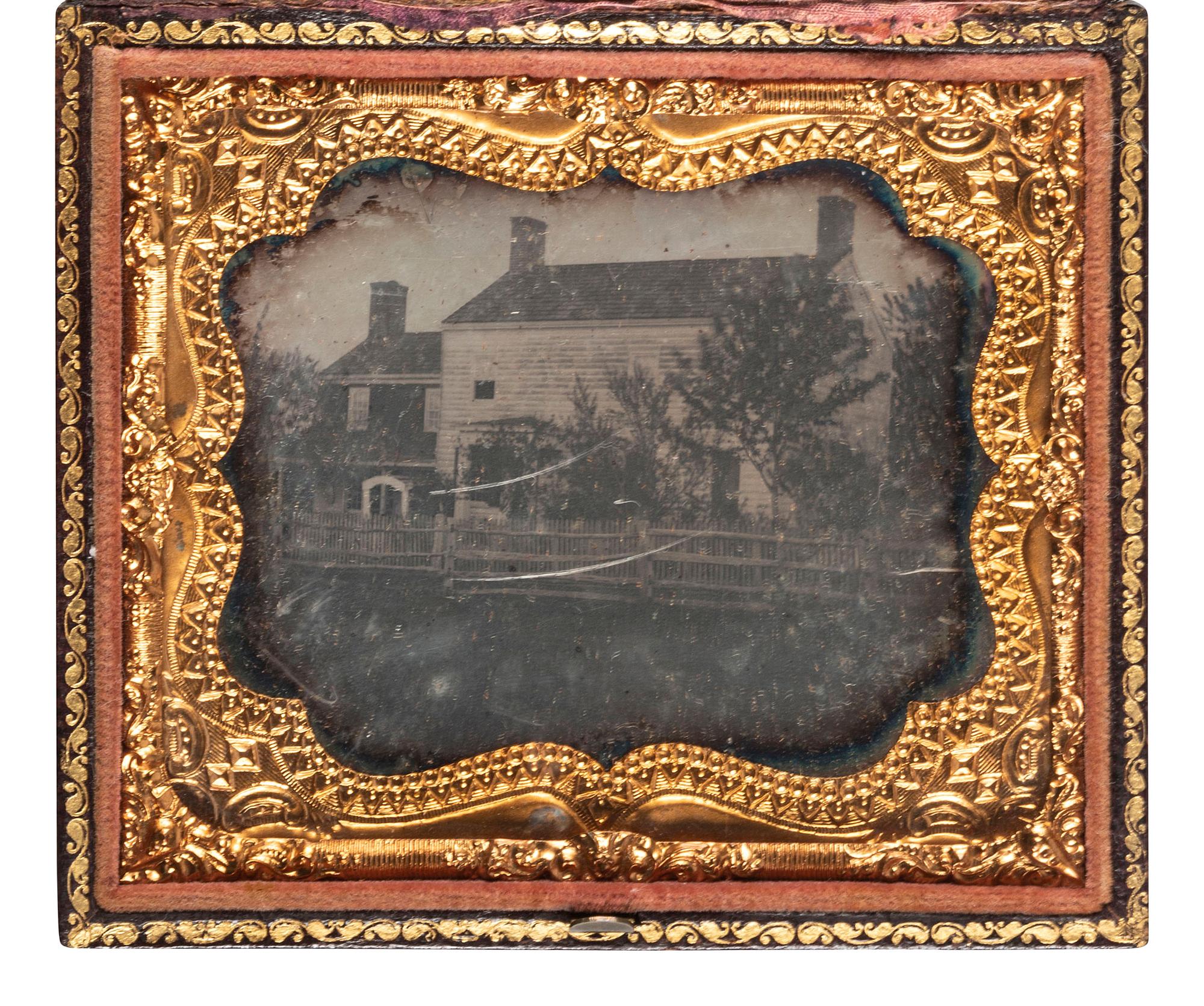 [EARLY PHOTOGRAPHY]. Sixth plate daguerreotype of a house.