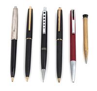 A Collection of Six Montblanc Writing Instruments Length of longest 5 1/4 inches.