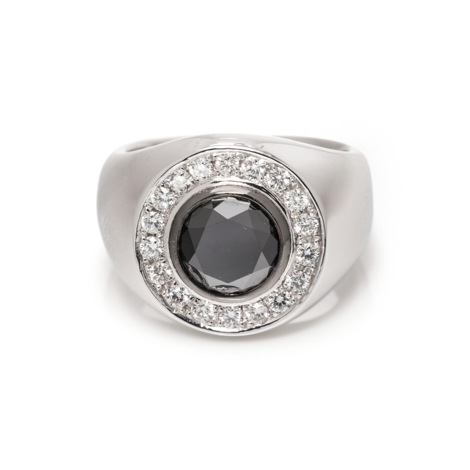 BLACK DIAMOND AND DIAMOND RING