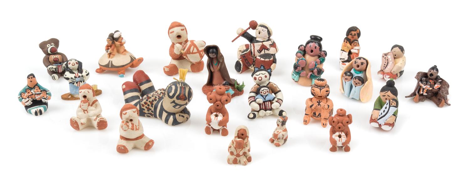 A Collection of Native American Pottery Articles Height of tallest 1 1/8 inches. — Various Makers