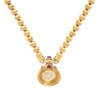 Yellow Sapphire, Synthetic Ruby, and Yellow Gold Demi-Parure