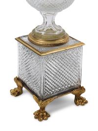 A Pair of French Gilt-Bronze Mounted Cut Glass Urns