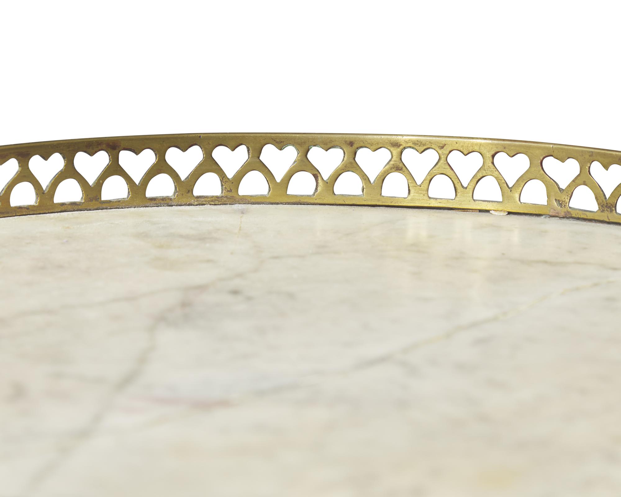 A Louis XVI Two-Tier Fruitwood Stand with White Marble Tops