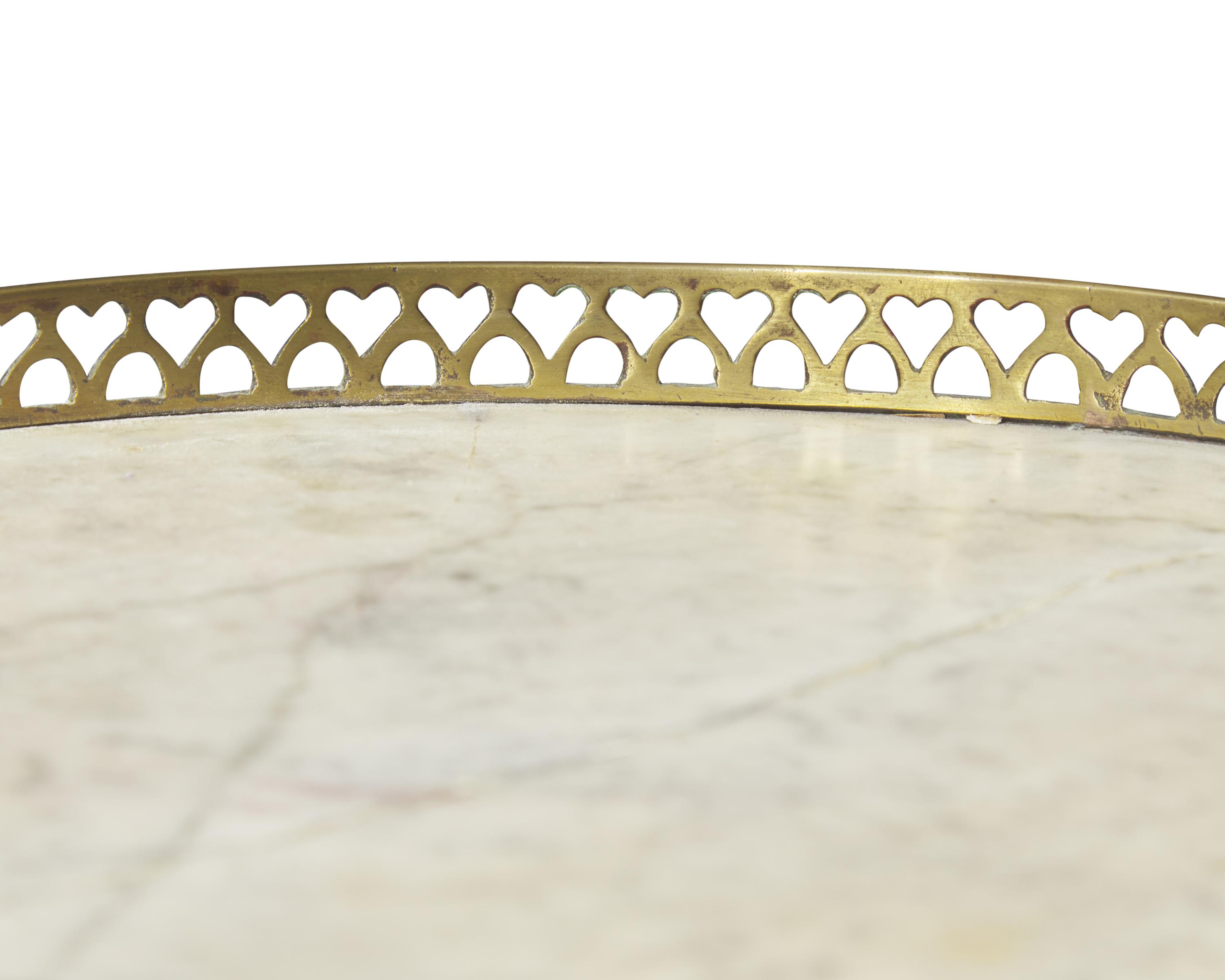 A Louis XVI Two-Tier Fruitwood Stand with White Marble Tops