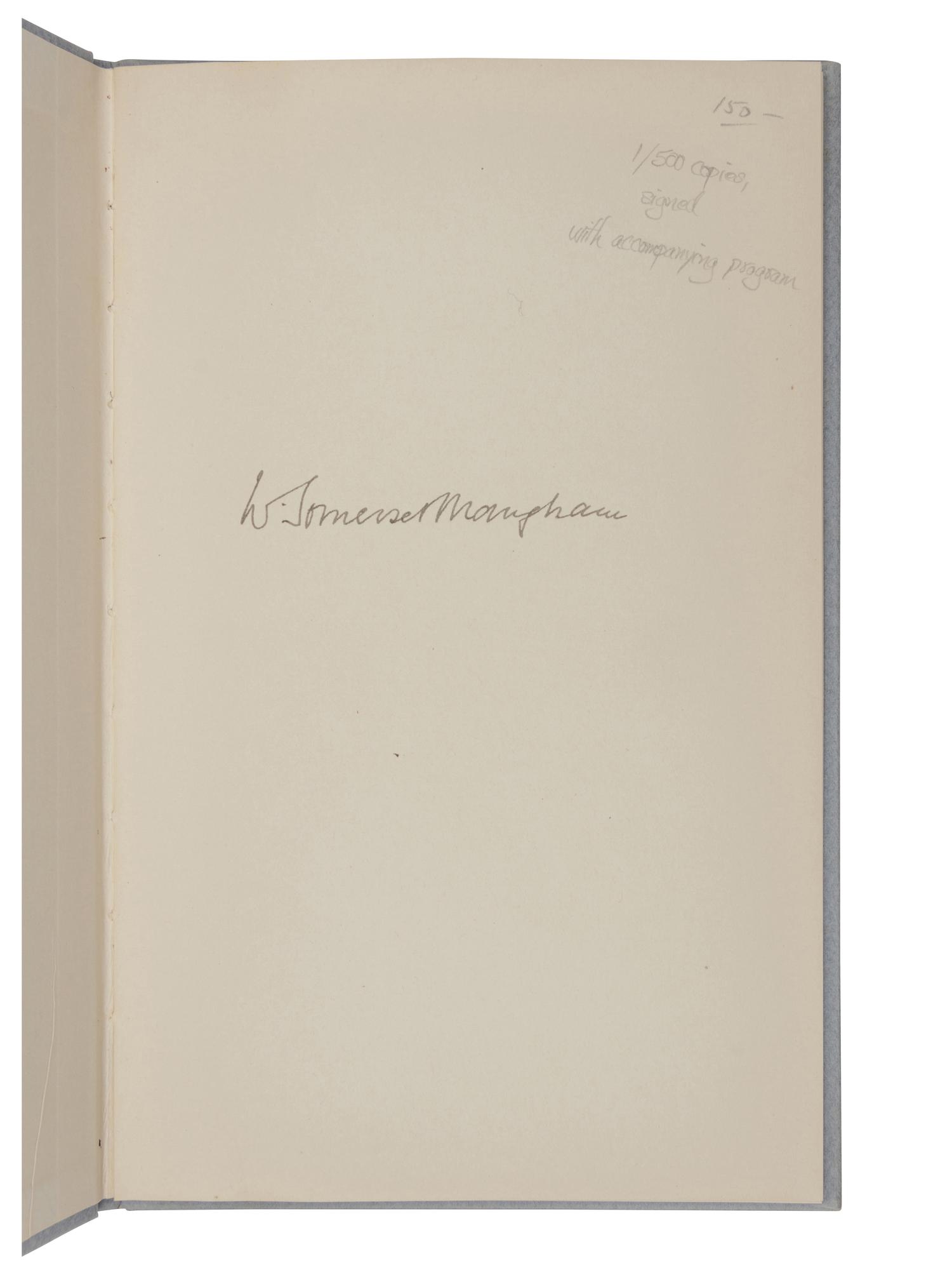 MAUGHAM, William Somerset (1874-1965). Of Human Bondage; with a Digression on the Art of Fiction. An Address . Washington, D. C.: U. S. Government Printing Office, 1946.