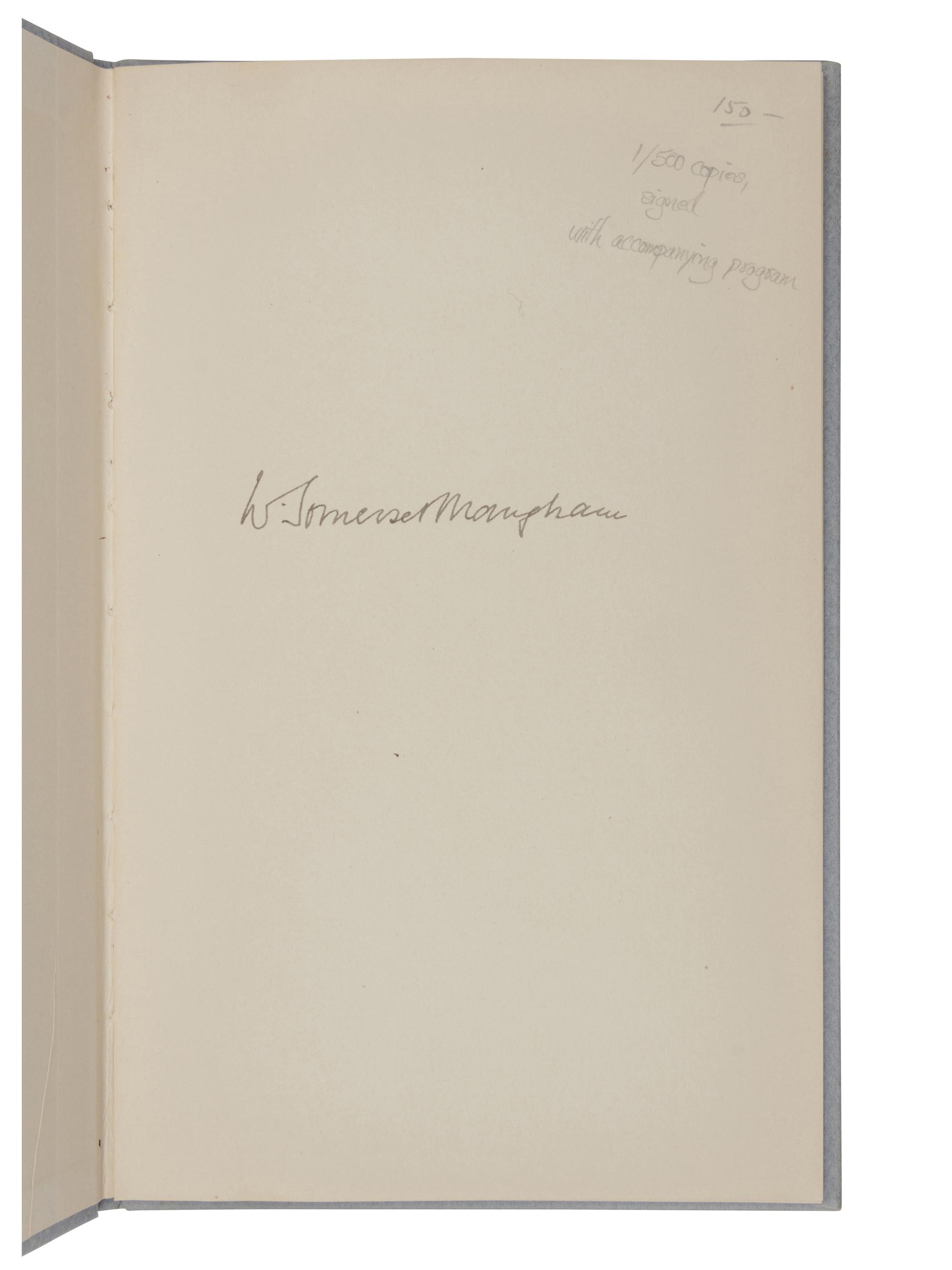 MAUGHAM, William Somerset (1874-1965). Of Human Bondage; with a Digression on the Art of Fiction. An Address . Washington, D. C.: U. S. Government Printing Office, 1946.