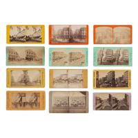 [Early Photography] Group of 12 Stereoviews of Photo Galleries, incl. Brady, Anthony, and Taber