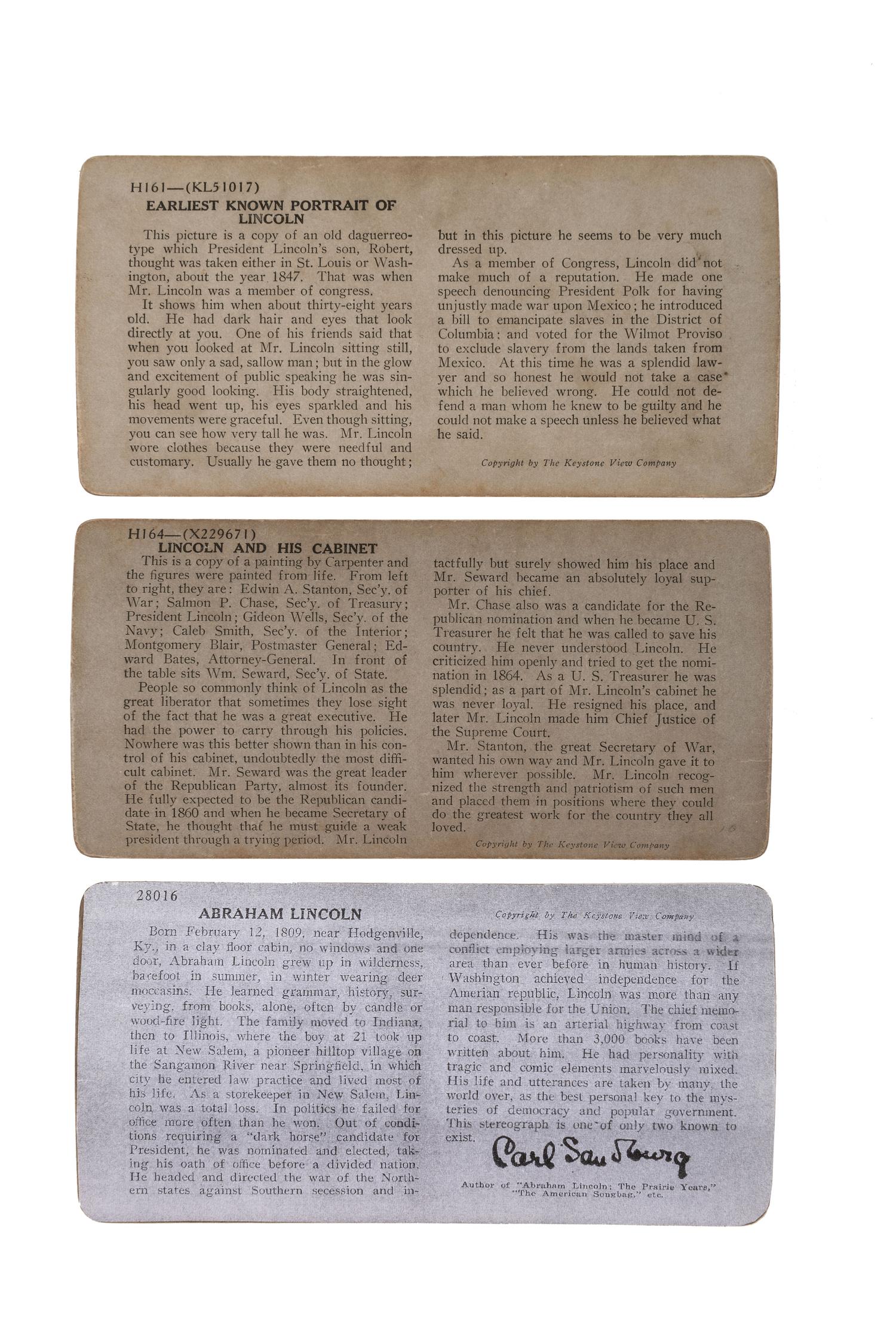 [EARLY PHOTOGRAPHY] - [POLITICS]. An extensive collection of stereoviews of Lincoln, McKinley, and Washington, DC.