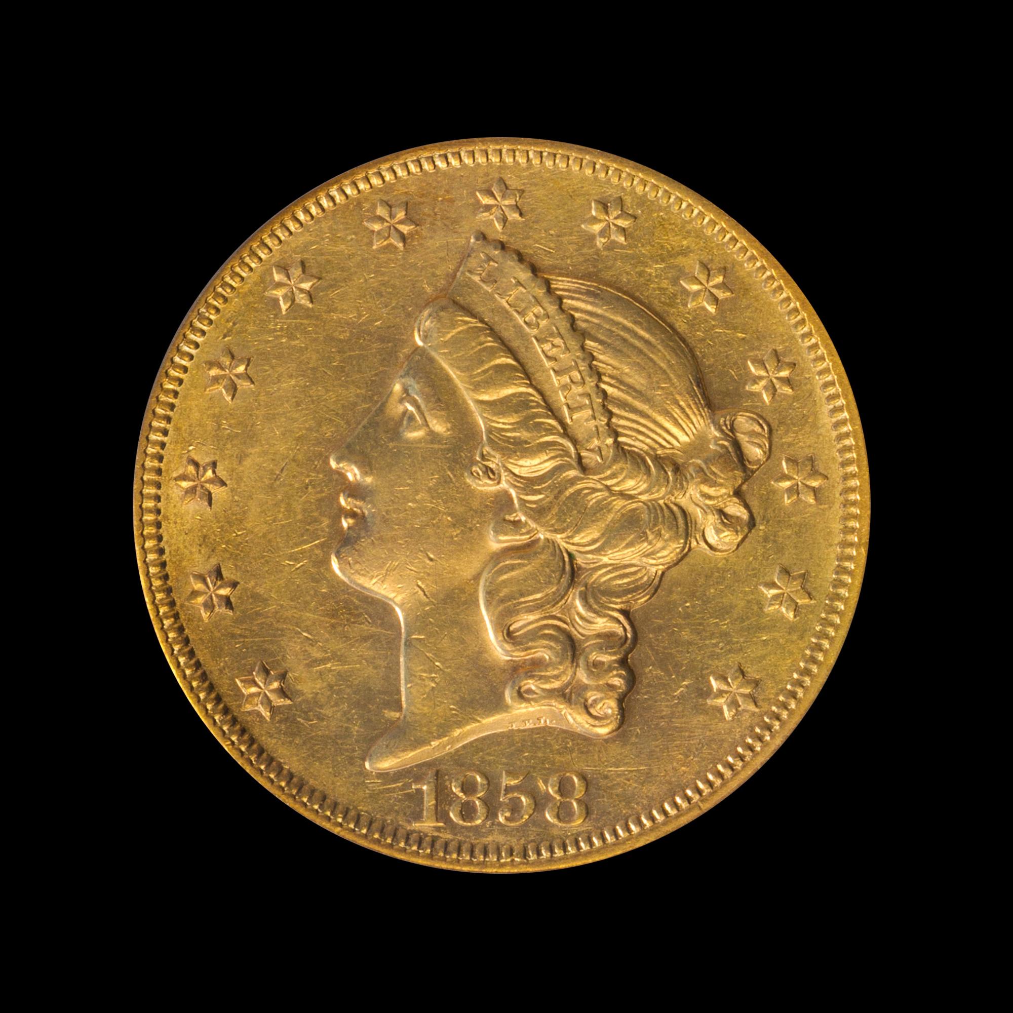 A United States 1858 Liberty Head $20 Gold Coin