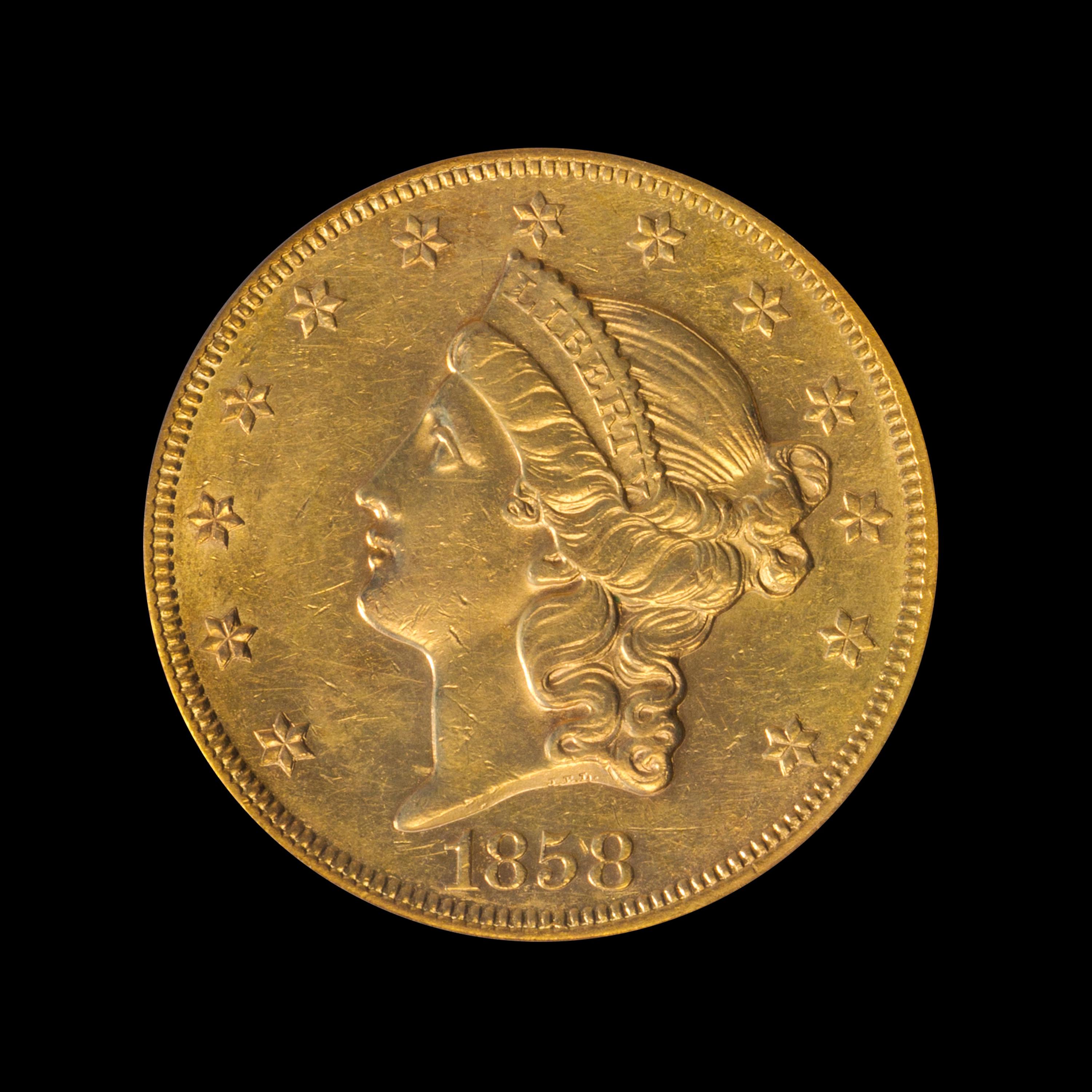 A United States 1858 Liberty Head $20 Gold Coin