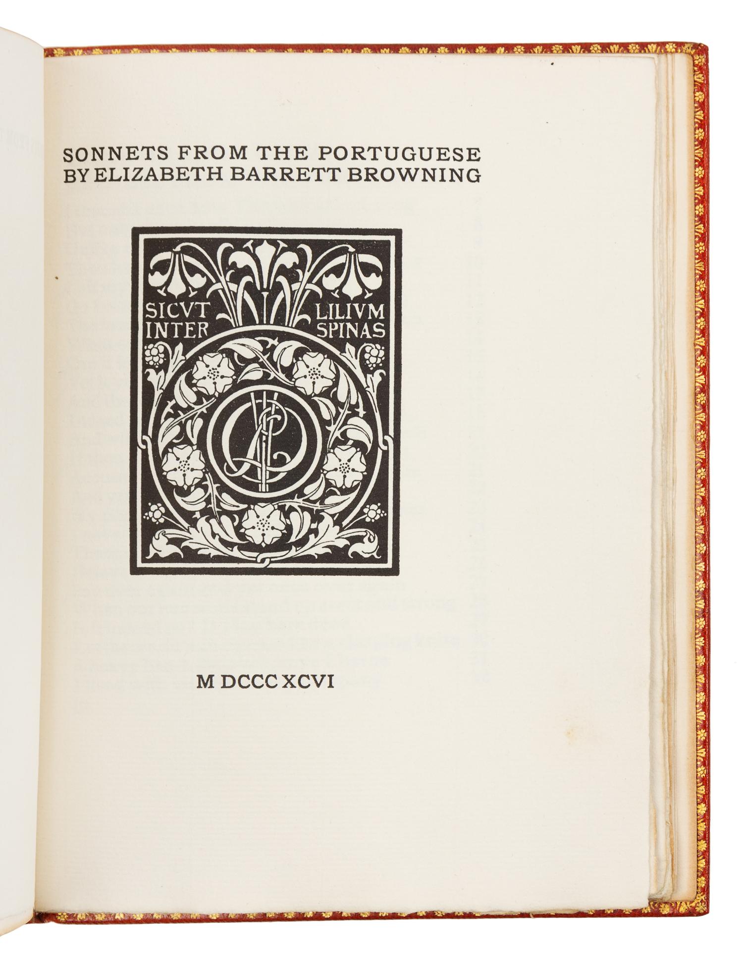 BROWNING, Elizabeth Barrett (1806-1861). Sonnets from the Portuguese. Boston: Copeland and Day, 1896.