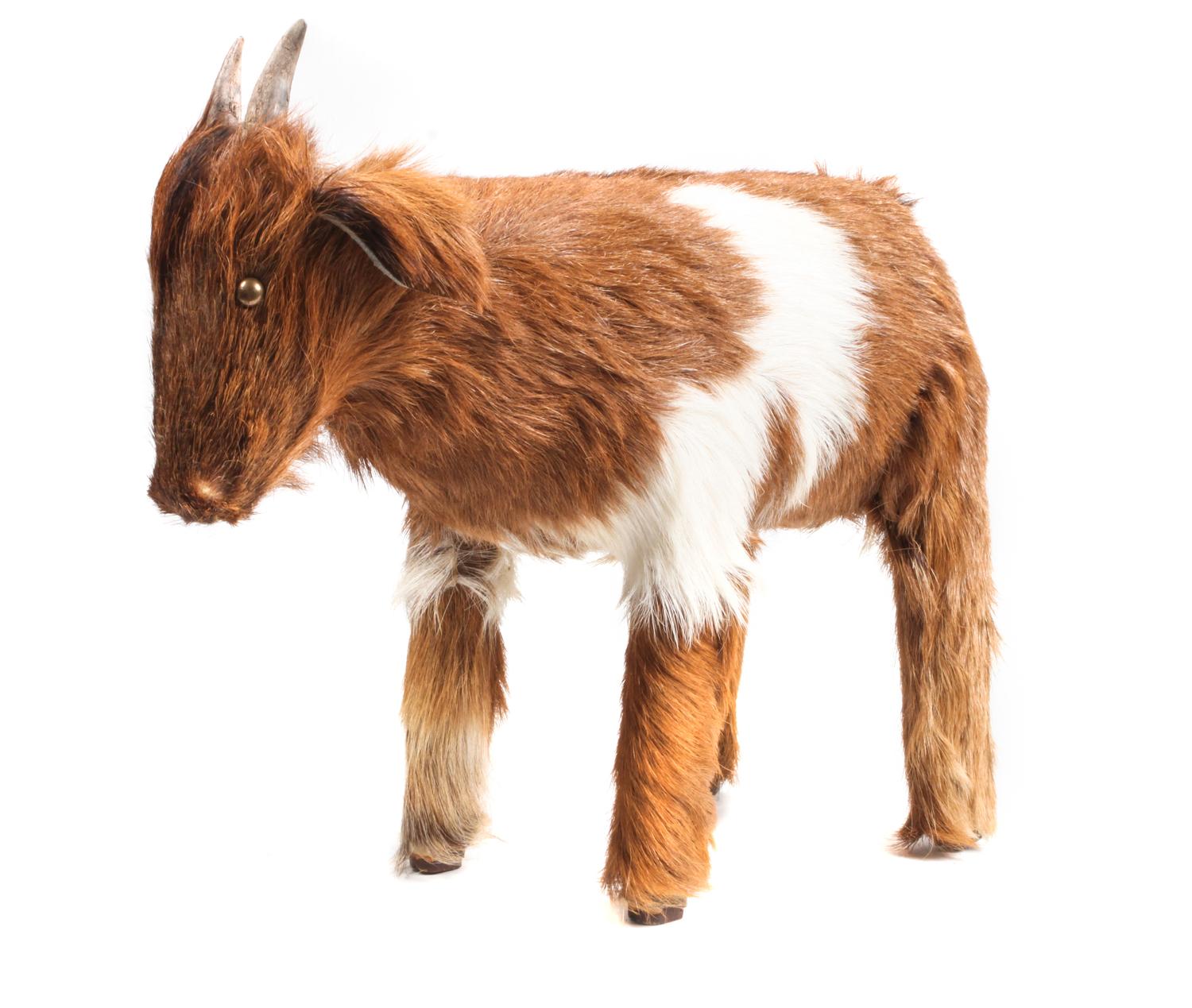 New Mexican Painted Carved Wood Folk Art Goat Height 14 1/2 x length 16 inches