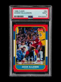 A 1986 Fleer Akeem Olajuwon Rookie Basketball Card No. 82 (PSA 9 MINT)