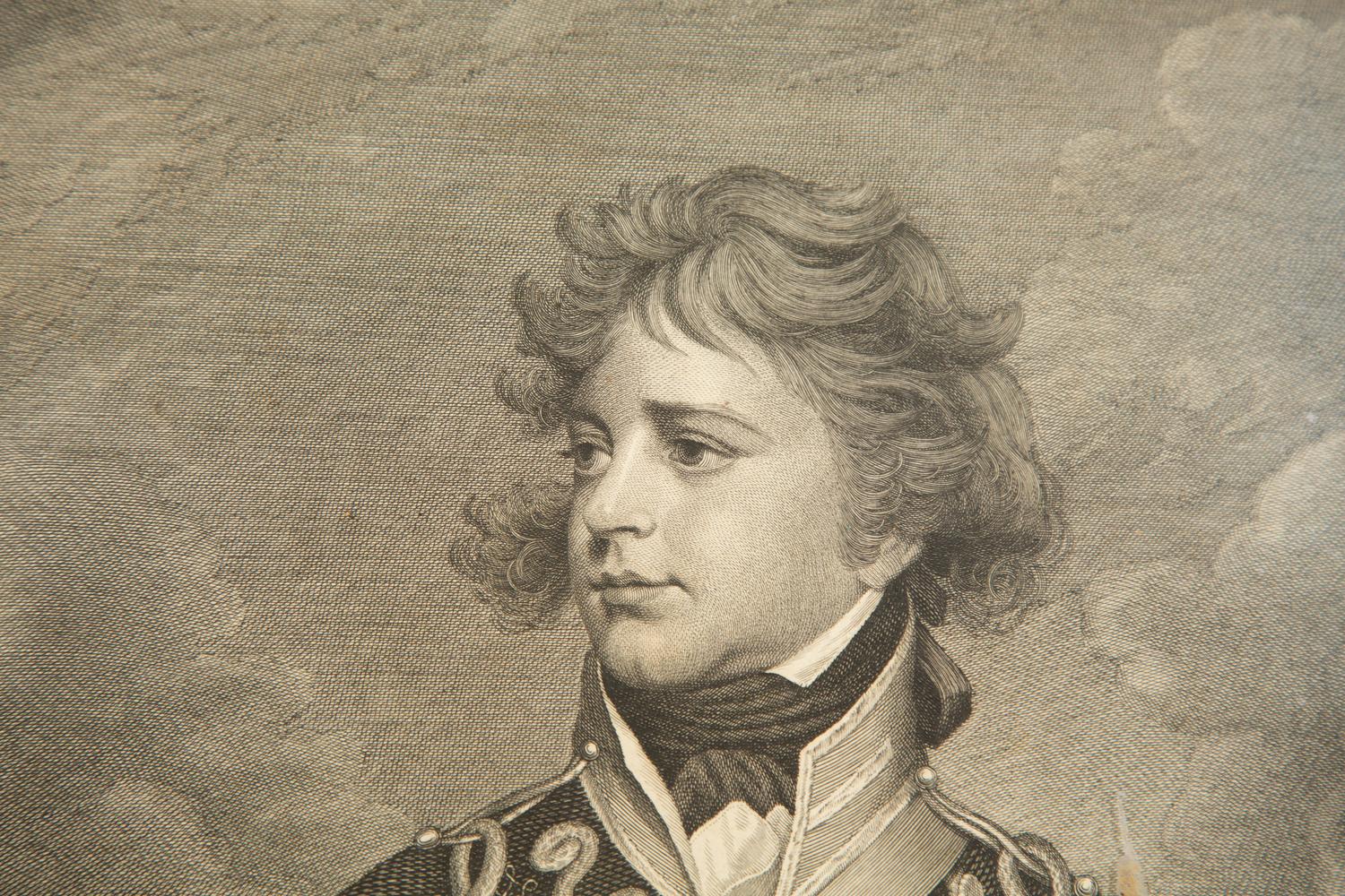 A Group of Six Framed Black and White Engravings of Famous British Figures