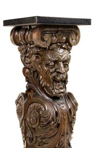 A Continental Carved Oak Pedestal