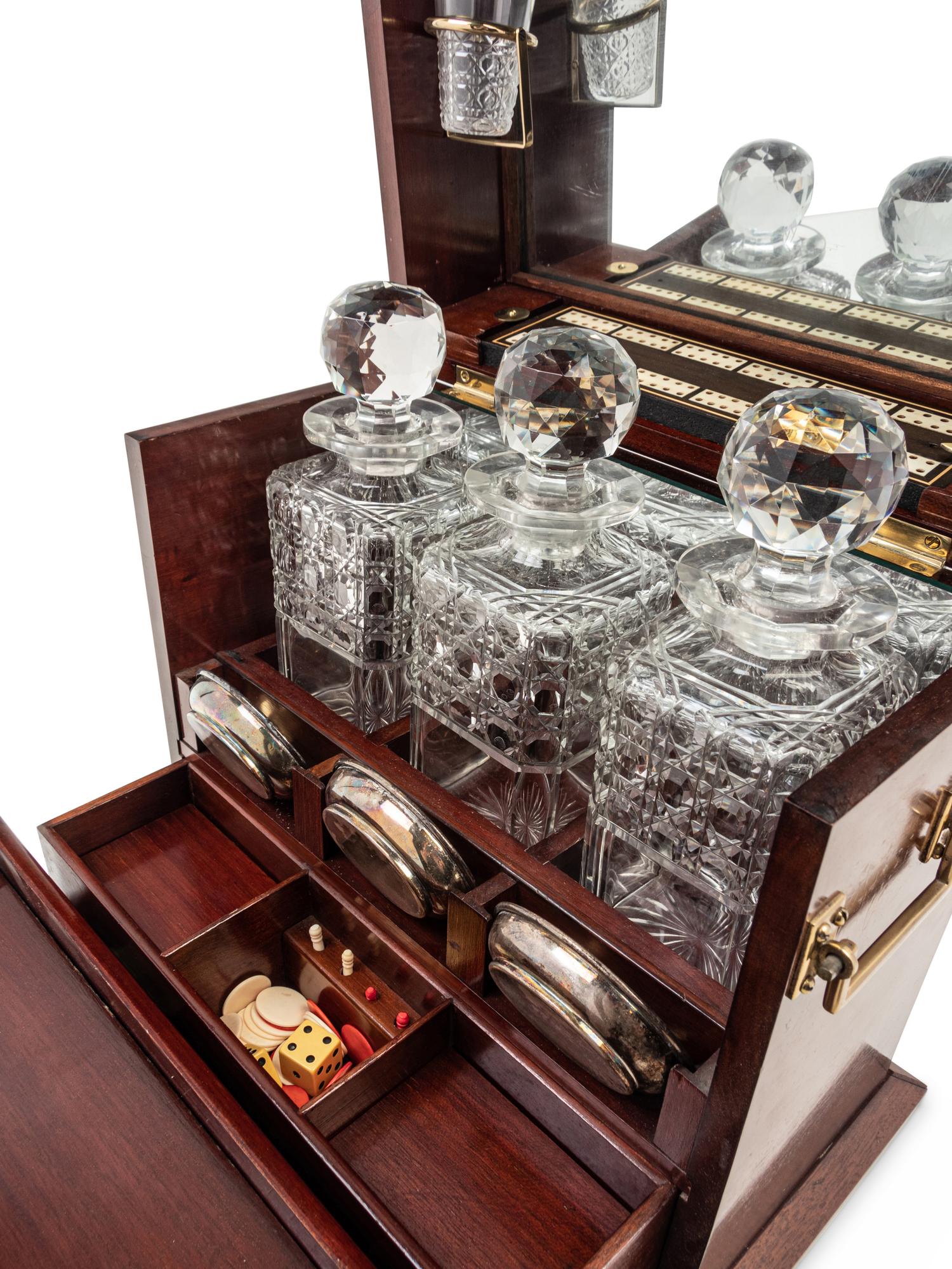 An Edwardian Inlaid Mahogany Tantalus