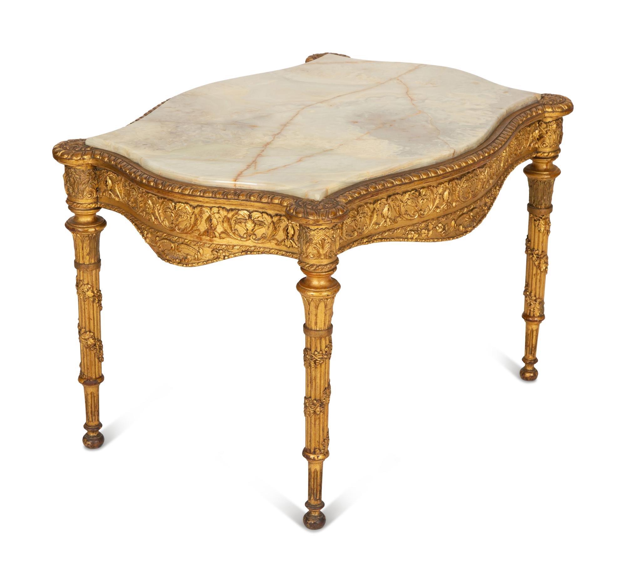 An Italian Giltwood Onyx-Top Low Table