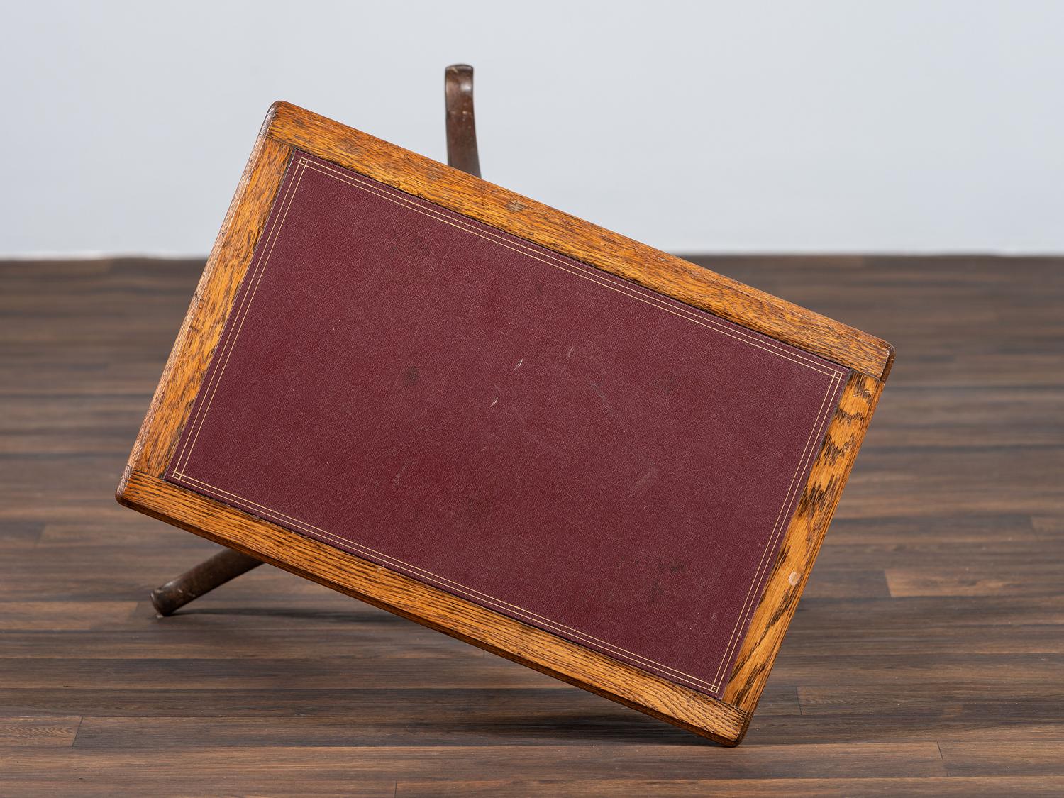 An Optometrist's Iron and Oak Adjustable Table