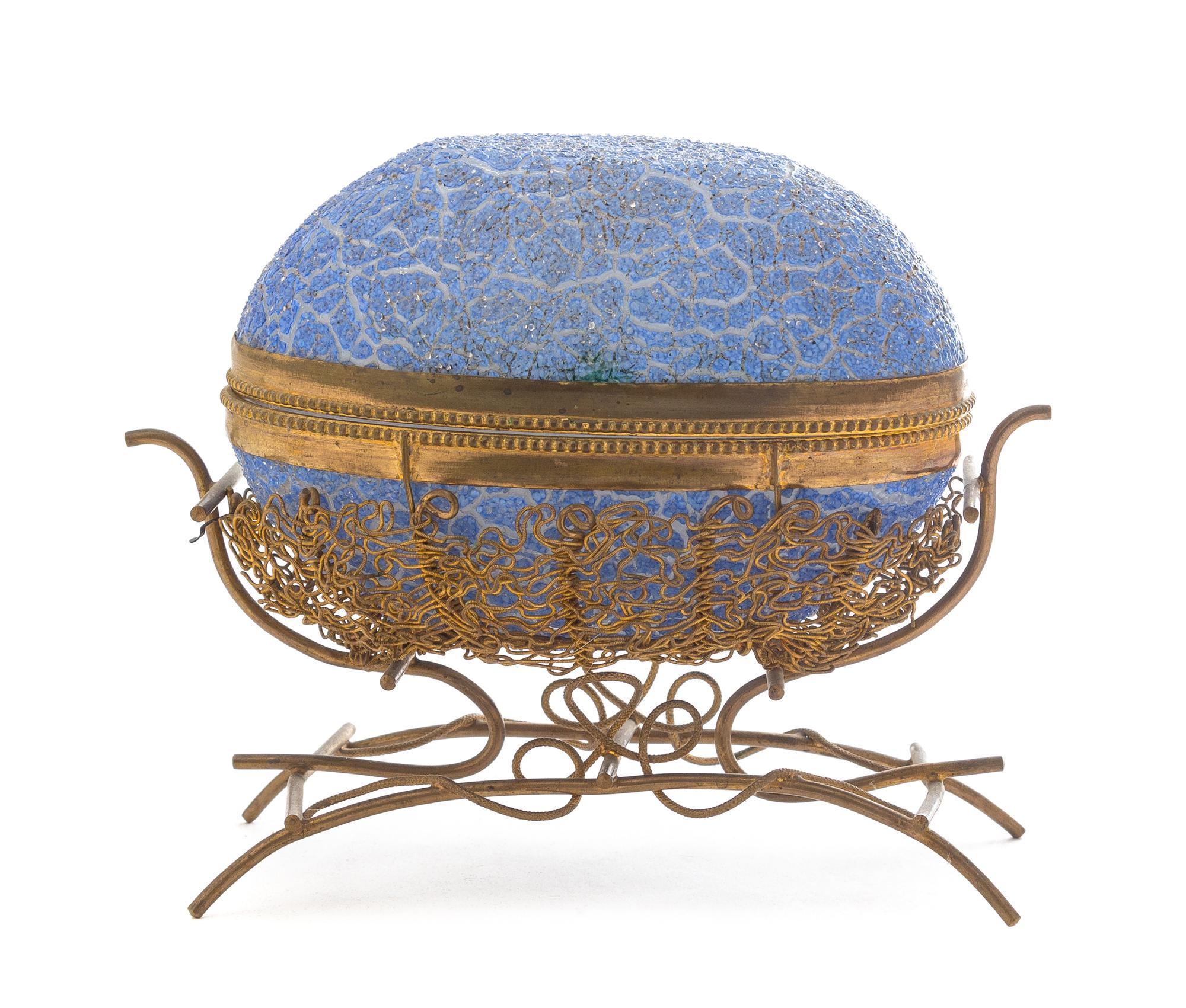 A French Gilt Metal Mounted Glass Box Width 5 3/4 inches.